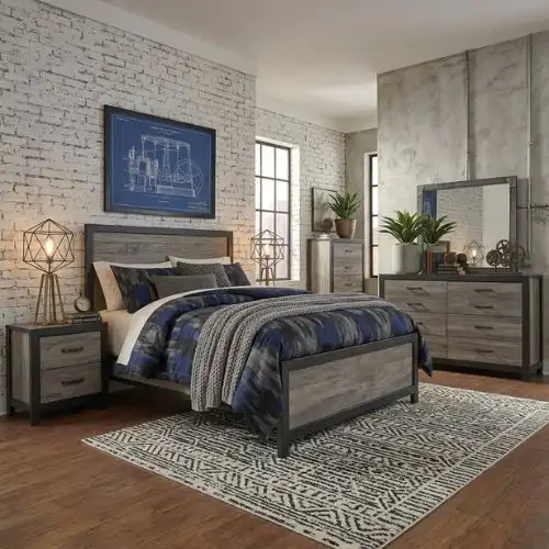 Rustic Oak King Bedroom Set